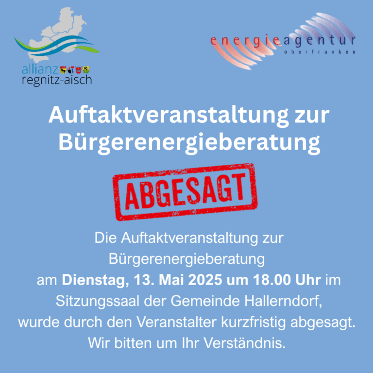 Bürgerenergieberatung am 13. Mai abgesagt